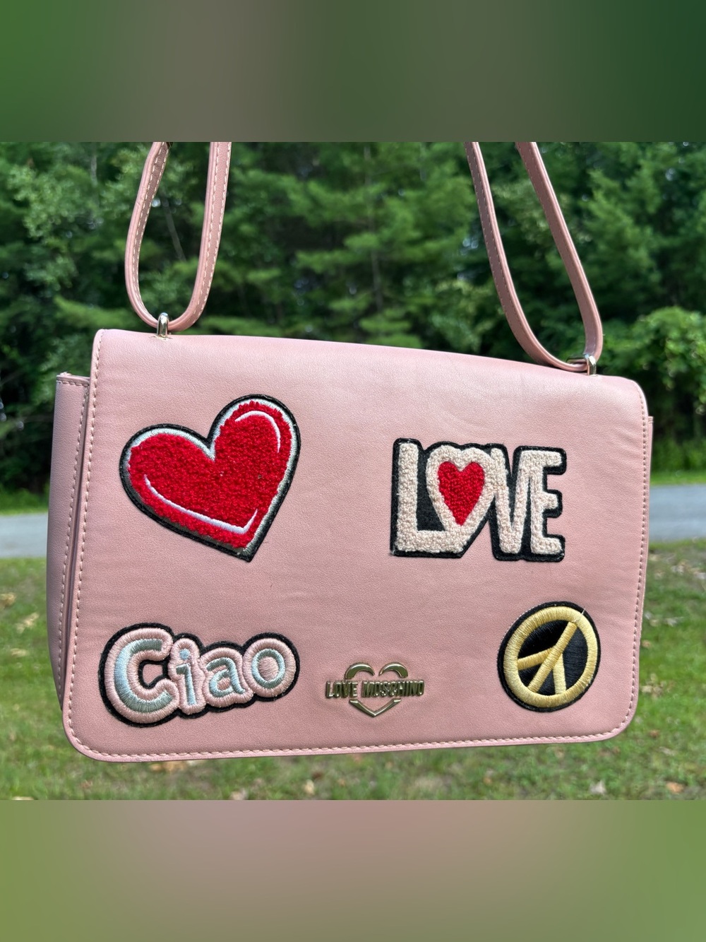 Love Moschino "Ciao" Patch Crossbody Bag